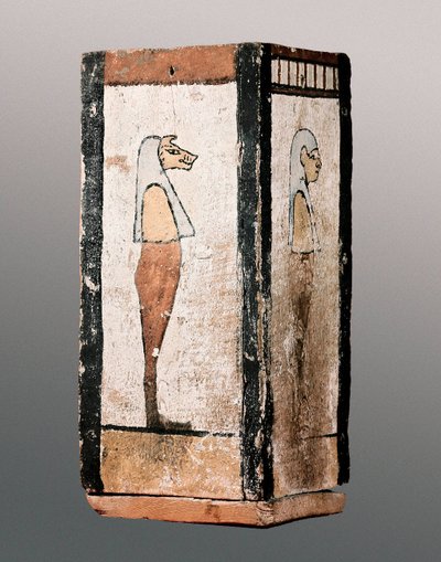 Antigüedad egipcia: urna funeraria de madera o canope. Siglos XI-IV a.C. Monasterio de Montserrat. Museo de Montserrat de Egyptian Egyptian