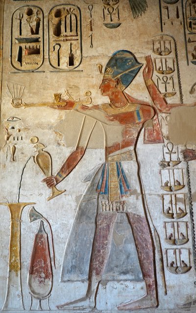 Faraón, Templo de Horus, Edfu (fresco) de Egyptian Egyptian