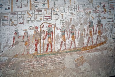 Tumba de Ramsés IX, Jeroglífico el Dios Ra en la barca, Luxor de Egyptian Egyptian