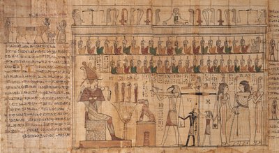 Tsekhons libro de los muertos, detalle, el pesaje de las almas (psychostasis), -664 a -332 (papiro) de Egyptian Egyptian