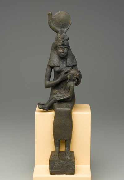 Estatuilla sentada de Isis sosteniendo a Horus de Egyptian Ptolemaic Period