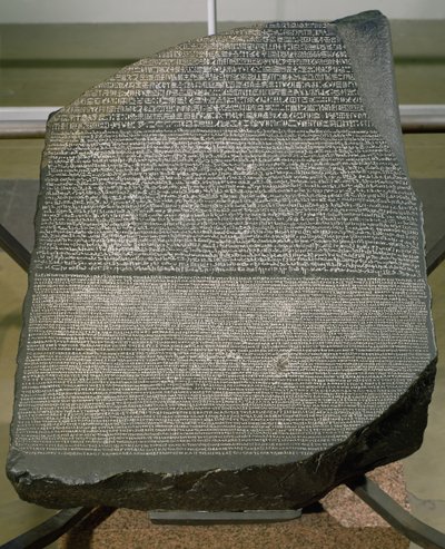 La Piedra Rosetta, del Fuerte St. Julien, El-Rashid (Rosetta) 196 a.C. (piedra) (véase también 2359) de Egyptian Ptolemaic Period
