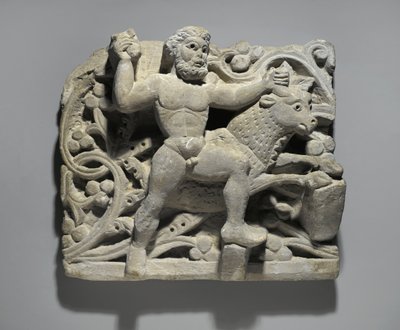 Heracles golpeando a Acheloos en forma de toro, de Oxyrhynchus, c.300-500 de Egyptian School