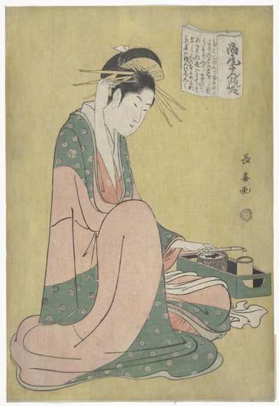 Courtisane con rookgerei
Takao sange no dan (título en el objeto) de Eishōsai Chōki