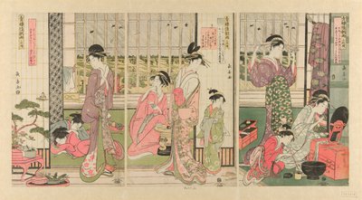 Lluvia la mañana siguiente en el Barrio del Placer de Eishōsai Chōki