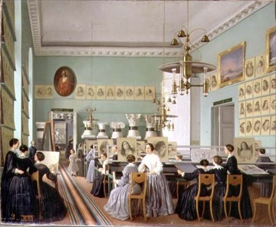 Interior del departamento de mujeres de la Escuela de Dibujo de San Petersburgo de Ekaterina Nikolaevna Khilova