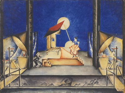 Diseño de escenario para la ópera Bastien und Bastienne de W. A. Mozart, 1925 de Ekaterina Petrova Troitskaya
