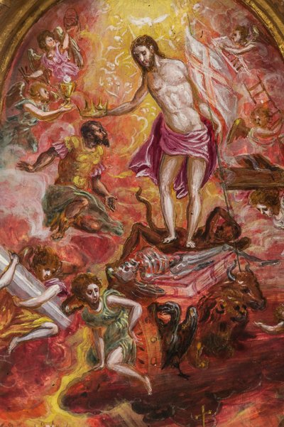 Altar portátil: panel central que representa una alegoría del Caballero Cristiano, detalle de 2384586 (temple grassa sobre tabla) de El Greco