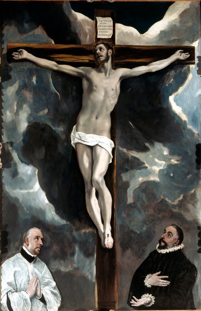 Cristo en la cruz adorado por los dos donantes de El Greco