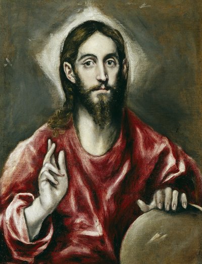 ""Le sauveur du monde"" - Salvator Mundi (Saviour of the World) - El Greco, Dominico (1541-1614) - 1608-1614 - Oil on canvas - 72x55 cm - Museo del Prado, Madrid de El Greco
