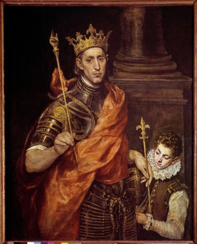 Retrato de San Luis (Luis IX) con un paje (1214-1270) de El Greco