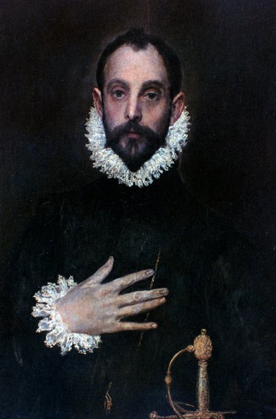Un noble con la mano en el pecho de El Greco