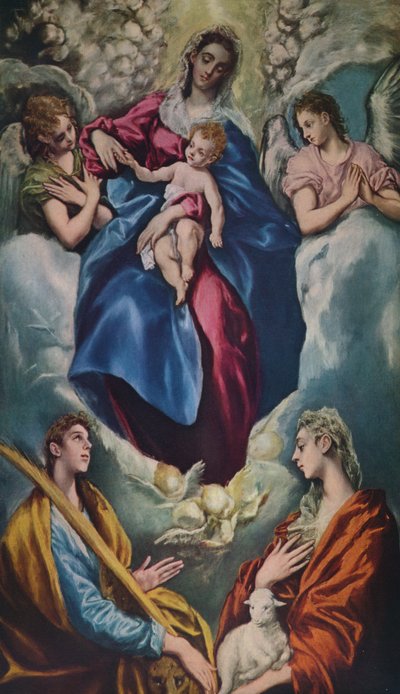 Madonna y el Niño con Santa Martina y Santa Inés, 1597-1599 de El Greco