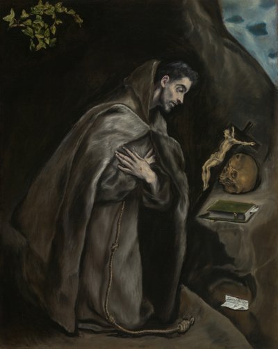 San Francisco arrodillado en meditación de El Greco
