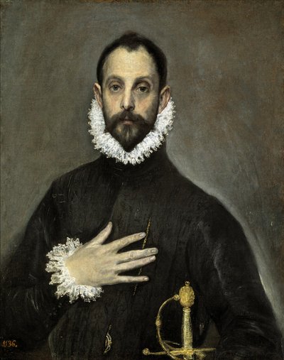Español  El caballero de la mano en el pecho The Nobleman with his Hand on his Chest de El Greco