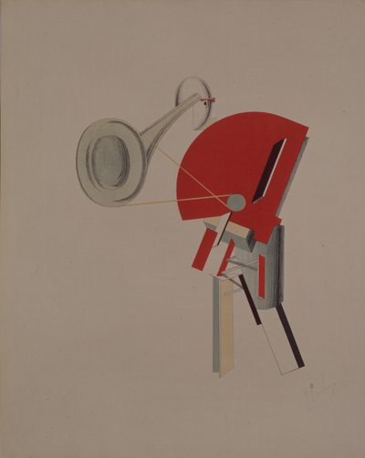Recitador. Figurilla para la ópera Victoria sobre el sol de A. Kruchenykh, 1920-1921 de Eliezer Markowich Lissitzky