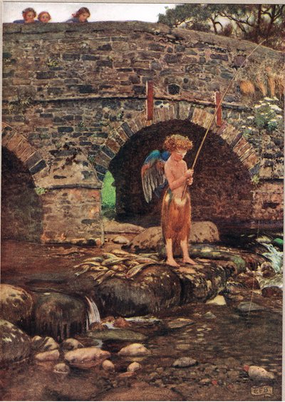 Un niño ciego, ilustración de "The Book of Old English Songs and Ballads", publicado por Hodder and Stoughton, c.1910 (litografía en color) de Eleanor Fortescue Brickdale