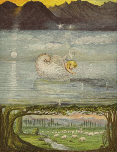 Un barco dorado en una gran, gran agua (litografía en color) de Eleanor Fortescue Brickdale