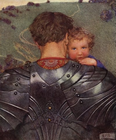 Aunque un león en el campo, un cordero a su vez encontrarás (litografía en color) de Eleanor Fortescue Brickdale