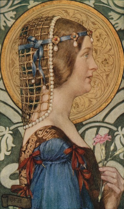 Si uno pudiera tener esa cabecita suya pintada sobre un fondo de oro pálido (litografía en color) de Eleanor Fortescue Brickdale