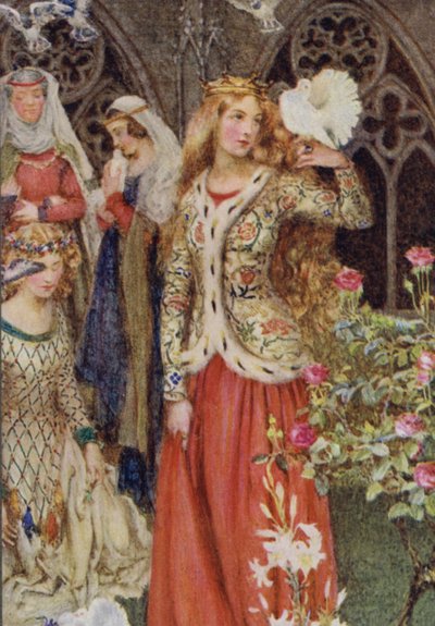 Ilustración de Idilios del Rey de Alfred Lord Tennyson (litografía en color) de Eleanor Fortescue Brickdale