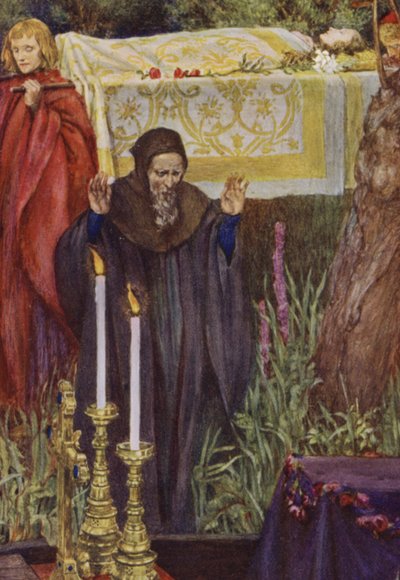 Ilustración de Idilios del Rey de Alfred Lord Tennyson (litografía en color) de Eleanor Fortescue Brickdale