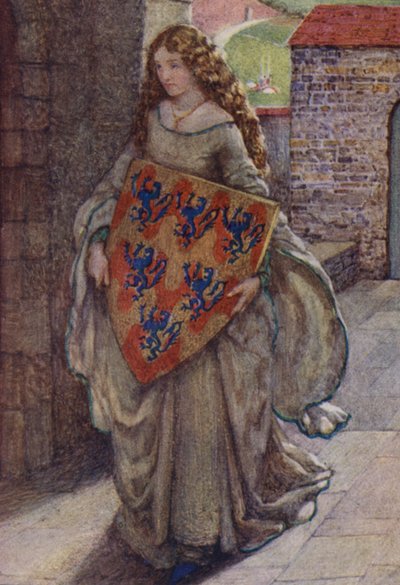 Ilustración de Idilios del Rey de Alfred Lord Tennyson (litografía en color) de Eleanor Fortescue Brickdale