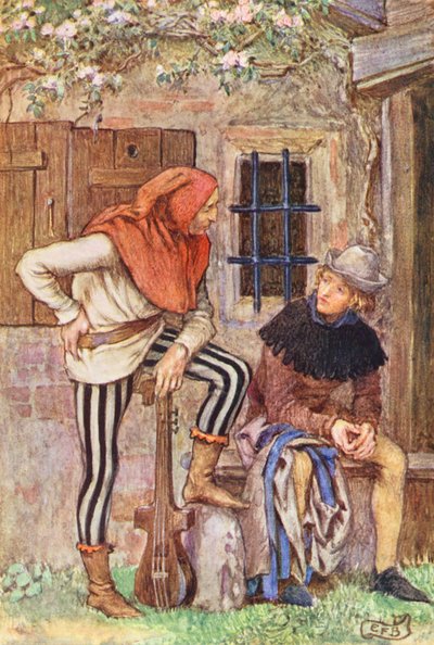 Ilustración para The Gathering of Brother Hilarius de Michael Fairless (litografía en color) de Eleanor Fortescue Brickdale