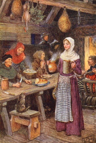 Ilustración para The Gathering of Brother Hilarius de Michael Fairless (litografía en color) de Eleanor Fortescue Brickdale
