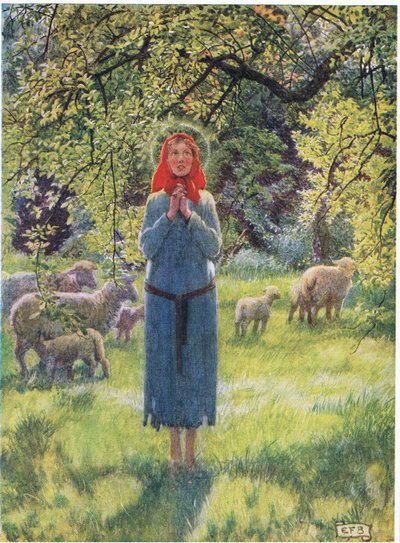 Juana de Arco: He oído voces extrañas en el viento. (litografía) de Eleanor Fortescue Brickdale