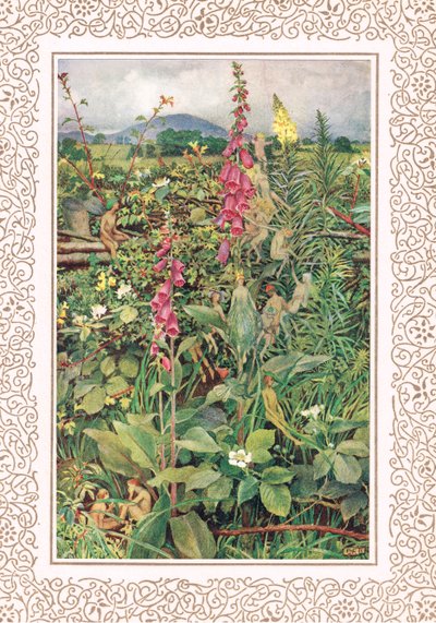Hadas de Naues entre dedaleras, ilustración de "Idilios del Rey" de Alfred Tennyson (1809-92), publicado por Hodder & Stoughton de Eleanor Fortescue Brickdale
