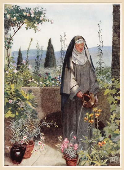 Santa Clara, del "Libro de Oro de las Mujeres Célebres", pub. 1919 (litografía en color) de Eleanor Fortescue Brickdale