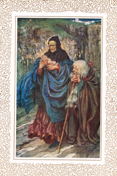 El niño Arturo se encuentra..., ilustración de "Idilios del Rey" de Alfred Tennyson (1809-92), publicado por Hodder & Stoughton de Eleanor Fortescue Brickdale