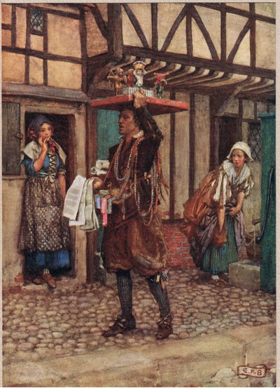 The Pedlar, ilustración de "The Book of Old English Songs and Ballads" publicado por Stodder and Houghton, c.1910 (litografía en color) de Eleanor Fortescue Brickdale