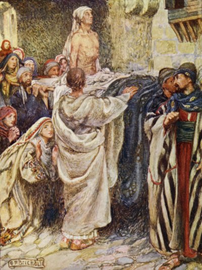 El hijo de la viuda criado en Naín (litografía en color) de Eleanor Fortescue Brickdale