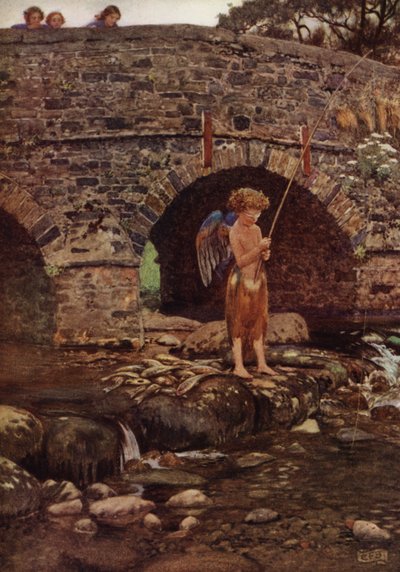 Aunque sea niño y ciego (litografía en color) de Eleanor Fortescue Brickdale