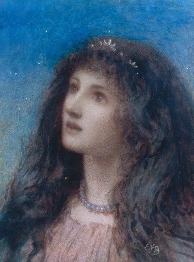 Cabeza de una joven de noche de Eleanor Fortescue Brickdale