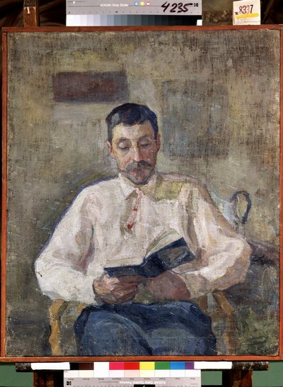 "Retrato del pintor ruso Mikhail Matiushin (Matjuschin o Matyushin) (1861-1934) Pintura de Yelena (Elena) Guro (1877-1913) Museo Estatal Ruso de San Petersburgo de Elena Guro