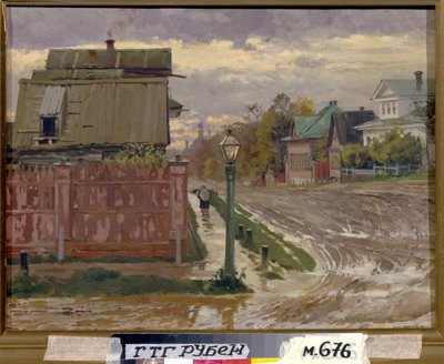 Una calle de Moscú. (Una calle en Moscú). Pintura de Elena Dmitryevna Polenova (1850-1898), óleo sobre lienzo. Arte ruso, finales del siglo XIX. Galería Estatal Tretyakov, Moscú. de Elena Polenova