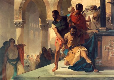 Fazio siendo arrastrado del templo de Santa Sofía en Constantinopla de Eleuterio Pagliano
