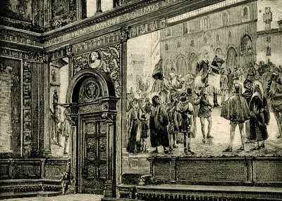 Frescos del Gran Salón del Palacio de los Barnabitas, obra de Elia Bonci (1866-1953), Macerata, Las Marcas, Italia. de Elia Bonci