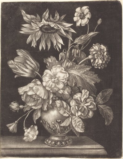 Bodegón floral con un girasol de Elias Christoph Heiss