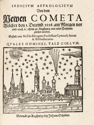 Un nuevo cometa visto desde Augspurg, Alemania el 1 de diciembre de 1618, pub. 1618 de Elias Ehinger 1573 1653.