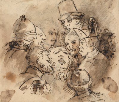 Grupo de cabezas caricaturizadas de Elias Martin
