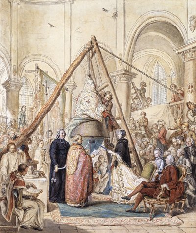 La Bendición de la Campana de la Iglesia del Pueblo en Ormesson por la Marquesa de Ormesson, acompañada por su Esposo y los Aldeanos de Elias Martin