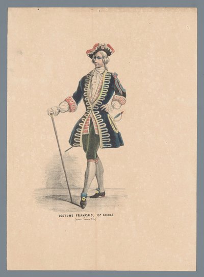 Traje francés, siglo XVIII (bajo Luis XV) (título sobre el objeto) de Elias Spanier (attributed to)