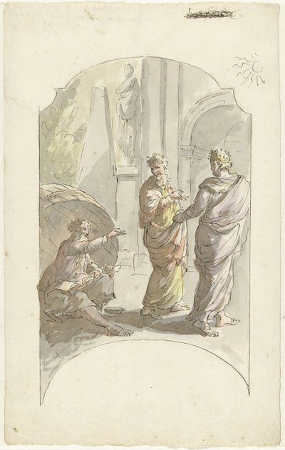 Diógenes le pide a Alejandro que no se interponga a su luz de Elias van Nijmegen