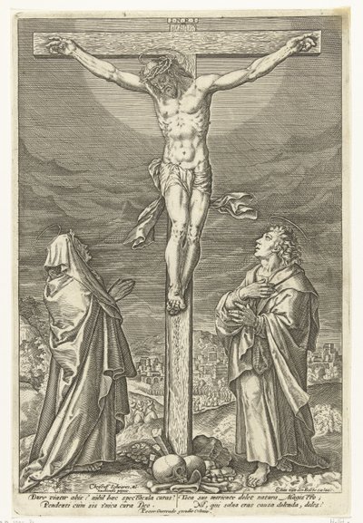 Cristo en la Cruz, con María y Juan Bautista Pasión de Cristo (título de la serie) de Elias van den Bossche