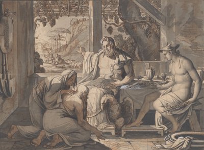 Júpiter y Mercurio se revelan a Filemón y Baucis, 1809 de Elie Honore Montagny