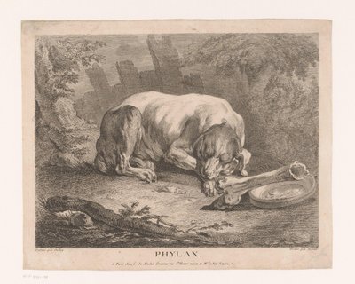 perro durmiendo Phylax (título sobre el objeto) de Élie du Mesnil
